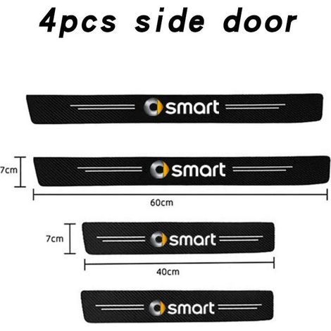 (4 pièces pour Smart) Autocollants de seuil de porte pour Mercedes Smart Fortwo Forfour 450 451 453 - Accessoires auto - Ruban adhésif anti-rayures et imperméable (1/3)