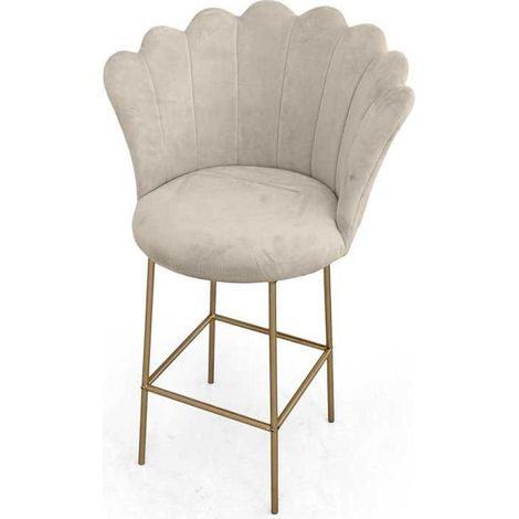 SGABELLO A FIORE CON SEDUTA IN VELLUTO 65X54XH104 CM COLORE BEIGE