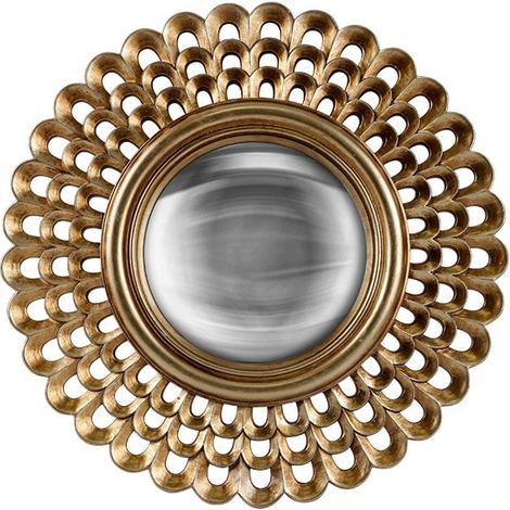 Miroir rond convexe doré 28,8cm (1/2)