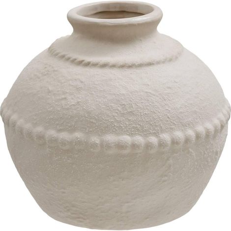 Vase Déco en Grès "Lewis" 15cm Blanc (1/4)