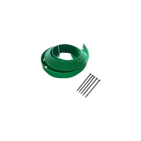 Bordure de pelouse en Plastique LineBORDER Flexible, 30 ancrages au Sol, Longueur 10m, Hauteur 4cm, Vert (1/4)
