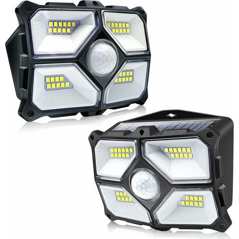 Lampes solaires à LED d'extérieur, applique murale à détecteur de mouvement sans fil avec grand angle de 360 ​​°, étanche IP65, 40 LED, lampes de sécurité solaires, applique murale à énergie solaire ( (1/5)