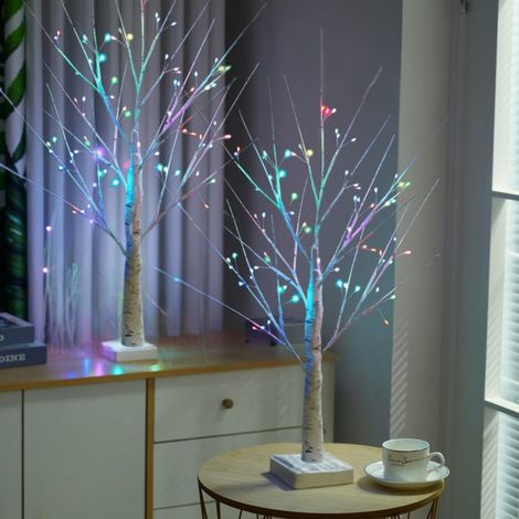 2 Pieces Pre Lit Christmas Tree Lamp With Remote Control