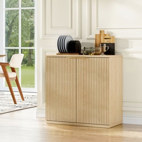 Buffet meuble rangement 80x40x80 cm MDF chêne OKMYHOME