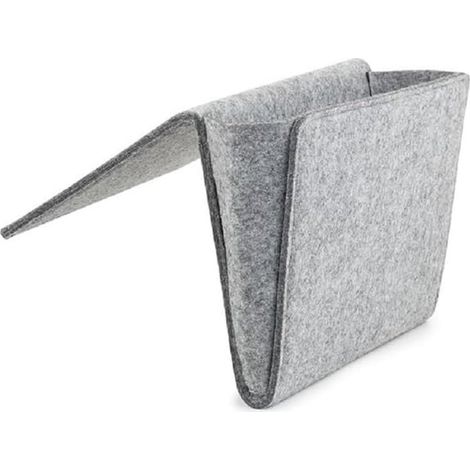 Organizer da appendere per comodino e divano in feltro grigio, dimensioni 22x27x8 cm. (1/5)