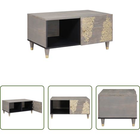 Table basse en bois de mangue - Table basse Gris 80 x 50 x 40 cm Bois de mangue massif (1/5)