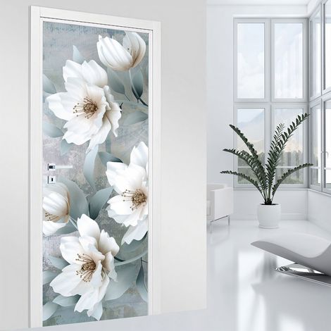 Stickers pour porte - Fleurs - 63 x 205 cm - Adhésif MAT (1/2)