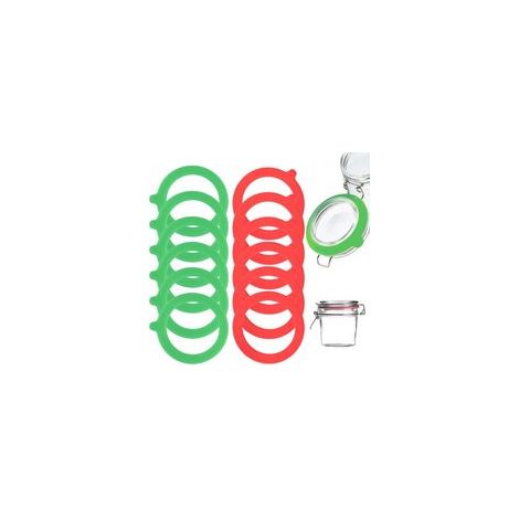 12 Pièces Joint Bocaux en Silicone (Diamètre Intérieur 70 mm,Diamètre Extérieur 95 mm), Joints de Bocal, Anneaux en Caoutchouc,pour Bocaux en Verre Pot à Bonbons Stockage des Aliments Vert/Rou