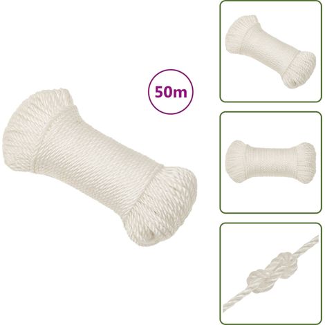 Corde de travail blanc 3 mm 50 m polypropylène - Corde De Travail - Corde En Polypropylène - Corde Blanche - Corde Résistante - Corde Marine (1/5)