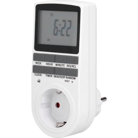 Prise Programmable - Minuterie Digitale 12H 24H 7 Jours - Pour Électroménagers Éclairage Ventilateurs Lampes - 1 Pièce (1/5)