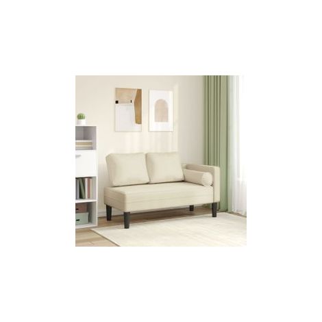 Chaise longue avec coussins crème similicuir (1/5)