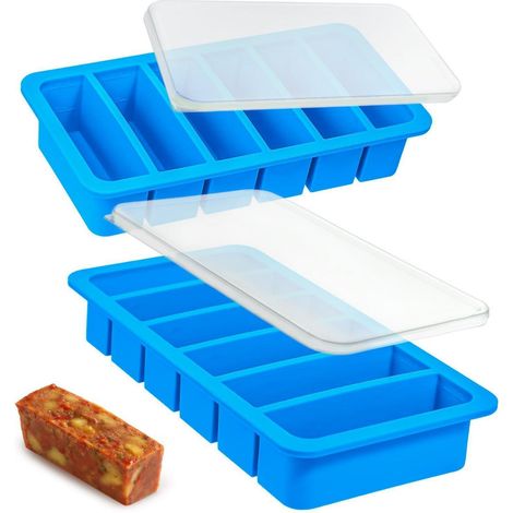 Silikonform mit Deckel für Meal Prep, 2 Stück, 125ml, Blau