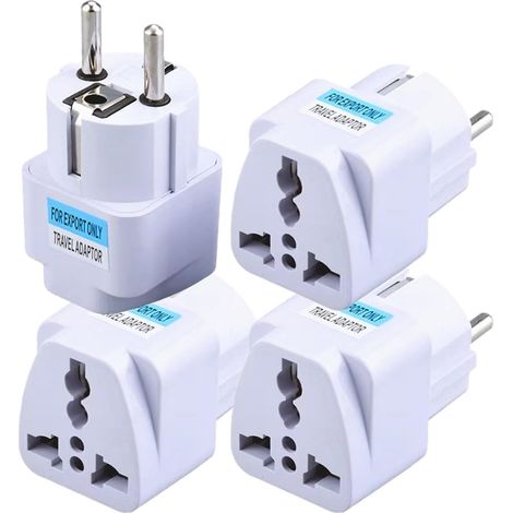 Reisen Adapter Stecker, A/C 250V 10A Universal Adapter, UK auf EU Stecker Adapter, RU ES US-Umwandlung Europa Netzstecker, Frankreich Schweiz Italien etc Internationaler Stecker Adapter (4 Pcs) (1/5)