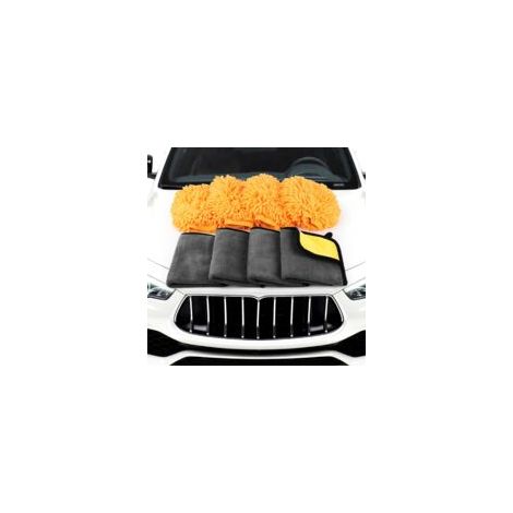 8 Piece Kit Nettoyage Voiture, 4pcs Chiffon Microfibre Voiture, 4pcs Gant Lavage Microfibre, 600 GSM Gant Nettoyage (1/5)