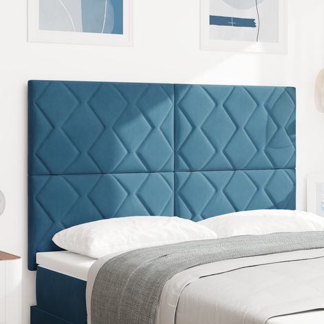 Tête de lit LED Bleu foncé 160 cm Velours vidaXL (1/5)
