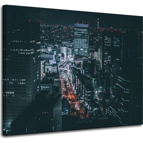 Leinwanddruck „Architektur Tokios bei Nacht“, 100 x 80 cm