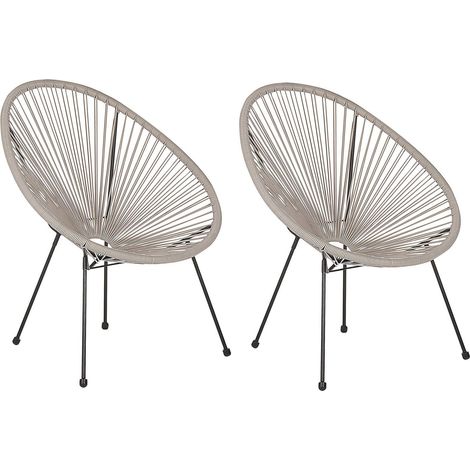 Set di 2 Sedie da Giardino Grigio Chiaro Rattan Sintetico Resistente Acapulco