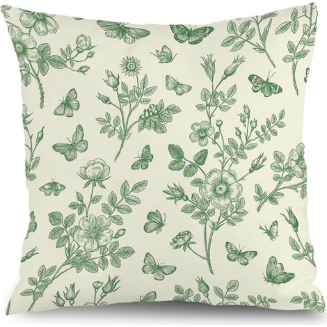 Housse de coussin feuilles fleurs colorées, décoration canapé,40×40cm (1/5)