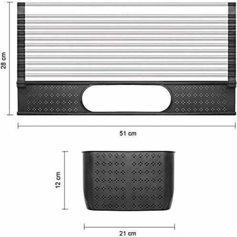 Egouttoir Vaisselle en Acier Inoxydable avec Porte-Couverts: 20'' x 11'' Grand Séchoir pour Égouttoir D'évier de Cuisine + Petit Coussin Isolant pour Table à Manger (egouttoir Gris) (1/3)