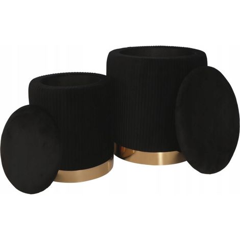 Pouf (set da 2) P4-FX in velluto nero (1/5)