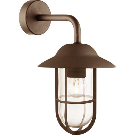 Searchlight Toronto Staffa da parete per esterno a 1 luce, vetro trasparente marrone ruggine IP44 (1/5)