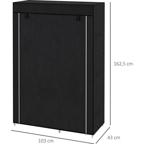 Garde-robe en tissu 6 compartiments Look non tissé Garde-robe pliante Noir 103x43x162,5 cm (1/5)