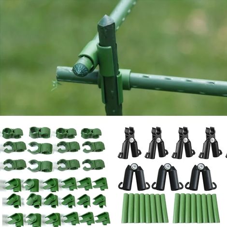 (10 tubes de raccordement, 11 mm) 10 clips universels en plastique pour supports de plantes, connecteurs de fixation pour piliers de jardinage, support de fixation de 11 mm pour pergola grimpante (1/4)