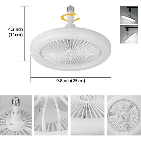 Silent Socket Fan Light Screw In Ceiling Fan Light Socket LED Bulb Fan Ceiling Fan Light With Light And Remote Control For Kitchen Bathroom Storage Garage White (1/5)