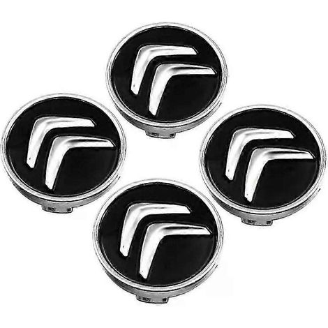 Lot de 4 enjoliveurs centraux de roue de 60 mm compatibles avec Citroën C2, C3, C4, C5, C1, Elysee, Berling, Xsara, Picasso, Saxo, Cactus, DS3, DS4 et DS6. Accessoires pour cache-moyeux. (1/3)