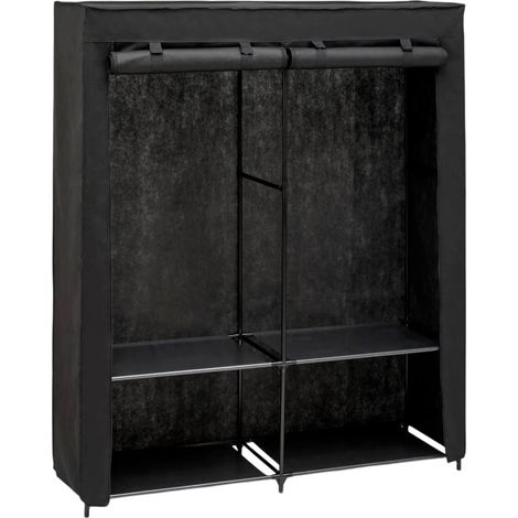 Penderie Double 1 Étagère "Dressy" 140cm Noir (1/5)