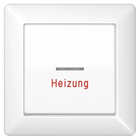 Jung Wippe 1fach, Aufschrift "Heizung", mit Lichtleiter, mit integriertem Rahmen, Duroplast, Serie AS, alpinweiß AS 590 H WW