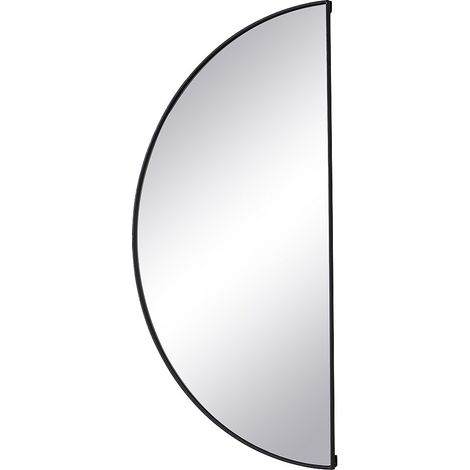 Vente-Unique – Miroir demi-cercle noir en métal – Dimensions L.50 x H.100 cm – Installation murale – Design élégant pour décoration intérieure