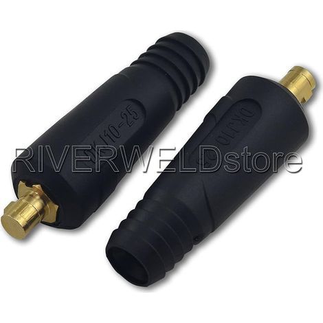 Câble pour Torche de Soudage TIG Fiche de Connecteur de Soudage DKJ10-25 200A Connecteur Raccord Rapide style Dinse en Couleur Noire 2 pièces