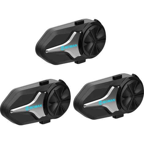 Auriculares Bluetooth para motocicleta, resistentes al agua IP65, alcance de 2 km, paquete de 3 unidades. (1/2)