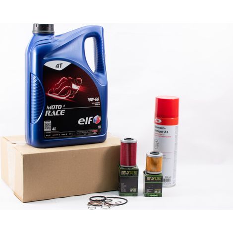 Kit Entretien Vidange Standard pour KTM DUKE 690 de 2008 à 2012 - ELF MOTO 4 RACE 10w60 4L