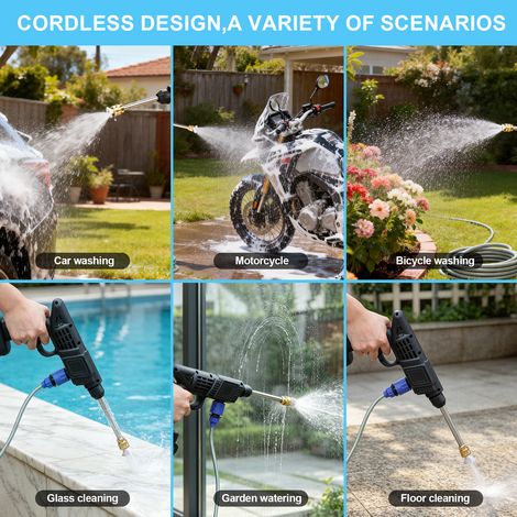 FLITI 3-in-1 Cordless High Pressure Washer, Portable Cleaner with 2 x 1.5Ah Batteries, 5M Hose, for Car/Floor/Garden (1/5)