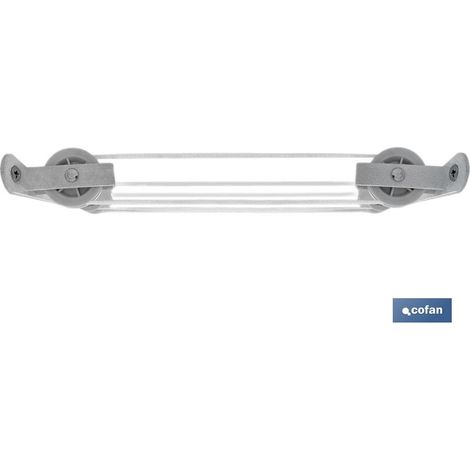 tendedero fijo de pared blanco de dos piezas con 2 poleas 20 x 6.5 x 2.5 cm