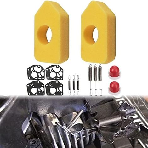 Lawnmower repair kit with air filters, gaskets, springs and primer balls, compatible with Briggs & Stratton 3.5-4.5hp 450-600 series engines (1/5)