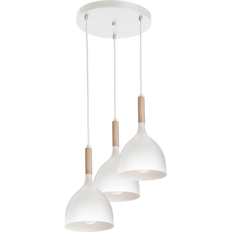 Suspension Luminex Noak Wood blanc métal/bois 3xE27