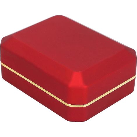 Boîte à bijoux rouge, intérieur floqué léger, idéale pour ranger bagues et pendentifs et offrir un coffret cadeau pour fiançailles ou mariage. (1/5)