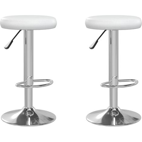 Tabourets de bar 2 pcs Blanc Similicuir 11 (1/5)