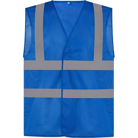 Gilet giallo alta visibilità con rete traspirante YOKO Blu reale XL