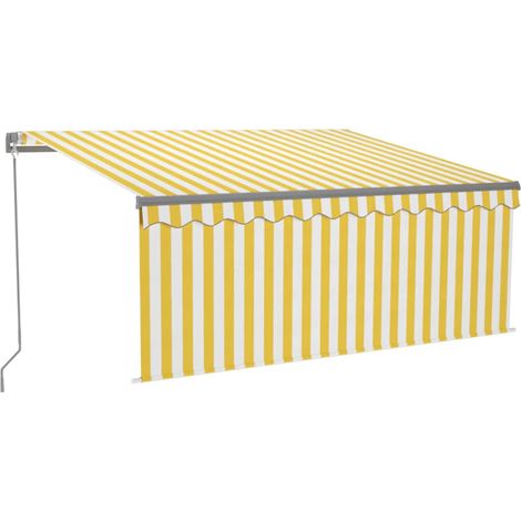 Maison Exclusive - Tenda da Sole Retrattile Parasole LED 3,5x2,5m Gialla e Bianca