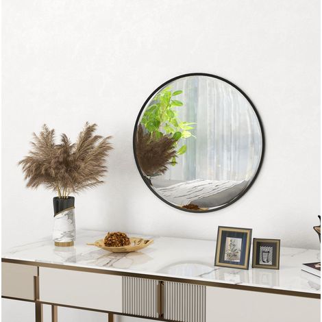Specchio da parete rotondo Ø61 cm con cornice in alluminio nero HAVRYA (1/5)