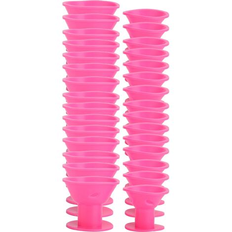 30 pièces Rouleaux à Cheveux Ondulés Bouclés Outil de Coiffure DIY Maison (Rose) (1/5)