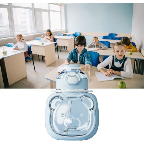 Hochwertiger, niedlicher und tragbarer Plastikbecher mit Strohhalm für Kinder, verziert mit einem entzückenden Cartoon-Motiv, ideal für die Schule. Farbe: Marineblau. (1/5)