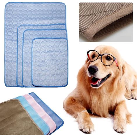 Tappetino autoraffreddante per animali domestici - Tappetino rinfrescante estivo effetto ghiaccio - Per cani e gatti - Portatile - Lavabile - Blu (1/5)