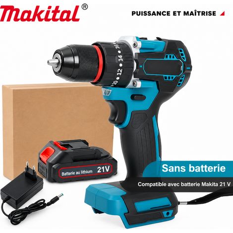 Perceuse MT487 percussion coulissant 5 cellules 1 bat 1 chargeur US chargeur filaire standard 450W 60 Nm 2000 tr /min 10mm 14mm 1.5kg 3 20 × 19,5 × 8,5 cm 1,44 kg – Livraison gratuite