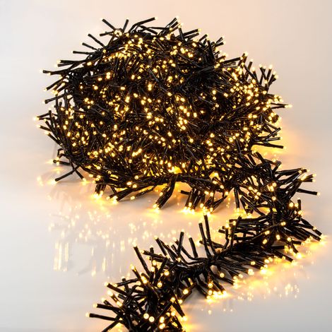 Ultra Büschellichterkette extra dicht mit Timer und 8 Funktionen - 2400 LED  6 M - Cluster Lichterkette warm weiß für Außen und Innen mit Netzstecker