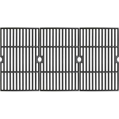 Set mit 3 massiven Gusseisen-Grillrosten für Gas- und Holzkohlegrills, 41,3 x 25 cm, universeller Ersatzrost (1/5)